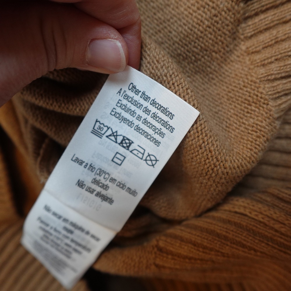 Lacoste Sweater Mens Large Tan Classic Fit Wool Crew Neck AH2916-51 Brown Luxury - Picture 5 of 10